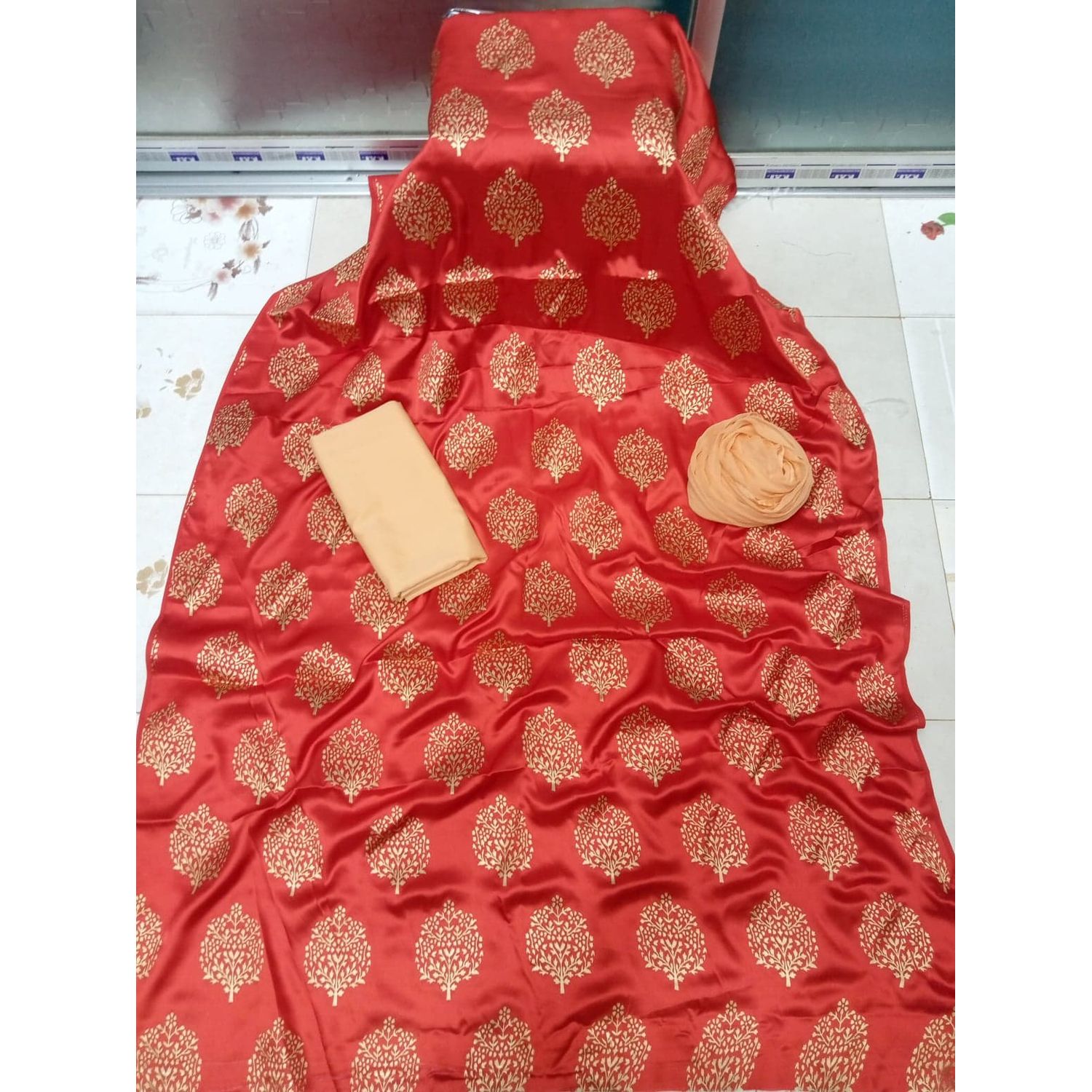 Japani Soft Silk Afsan Screen Printed Unstitched Salwar Kameez for Women ( জাপানি সফট সিল্ক ৩ পিস ) By Apan Bazar