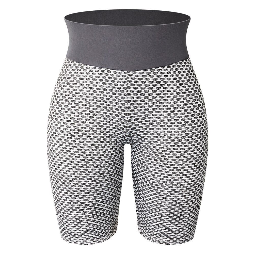 High Waisted Butt Lifting Yoga Shorts for Women Tummy Control Textured Ruched Shorts Sports Gym Running Biker Shorts