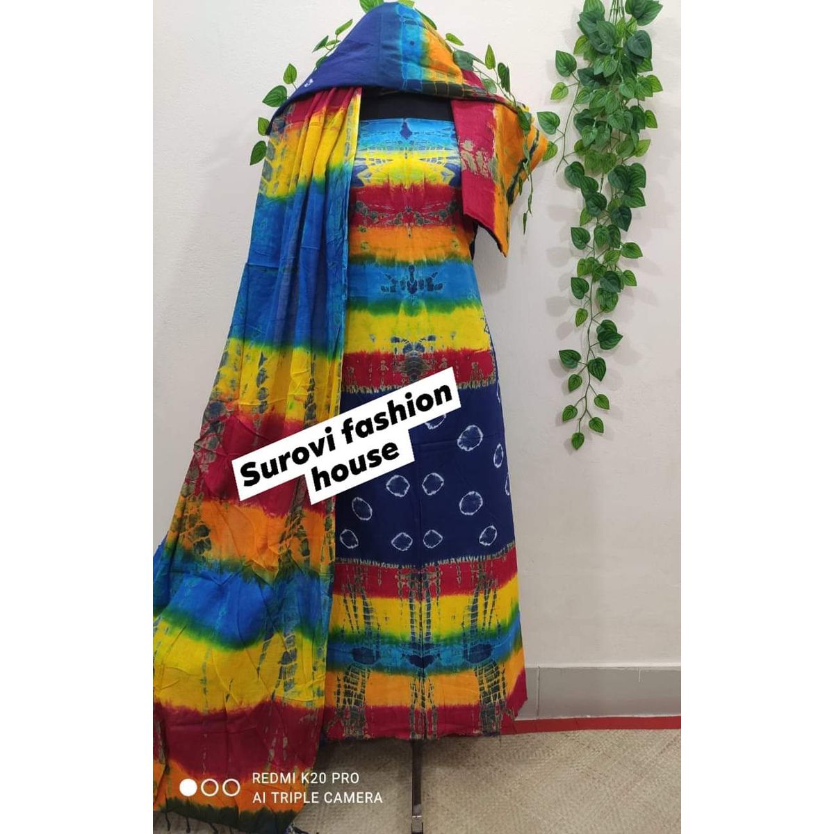 Tie Dye Batik Three Piece Blue with Multicolor