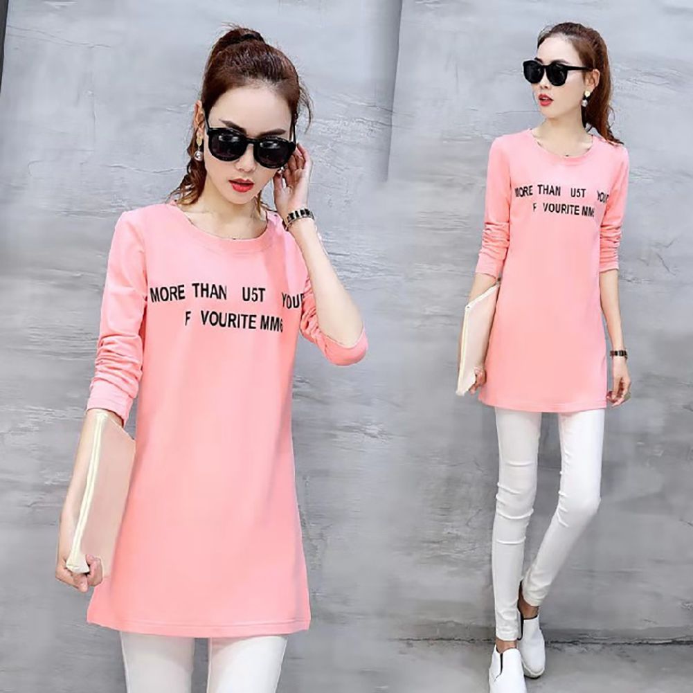 Women Spring Autumn Loose Large Size Long Sleeve Base Base  Shirt
