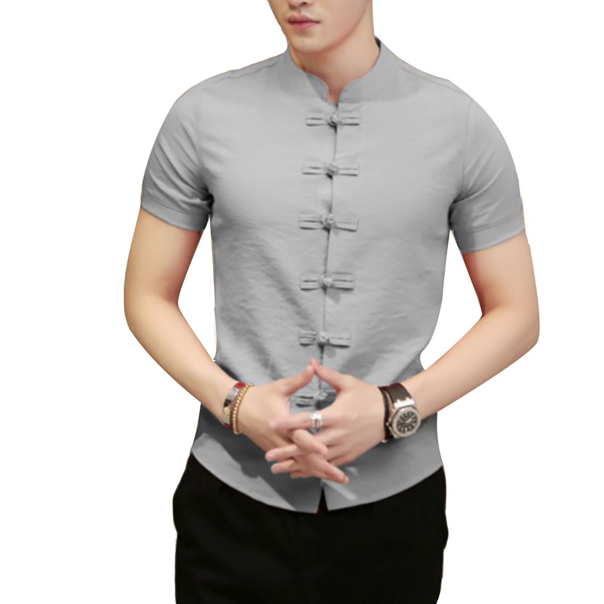 Traditional Chinese Tang Suit Men Plus Size Summer Short Sleeve Kung Fu Uniform