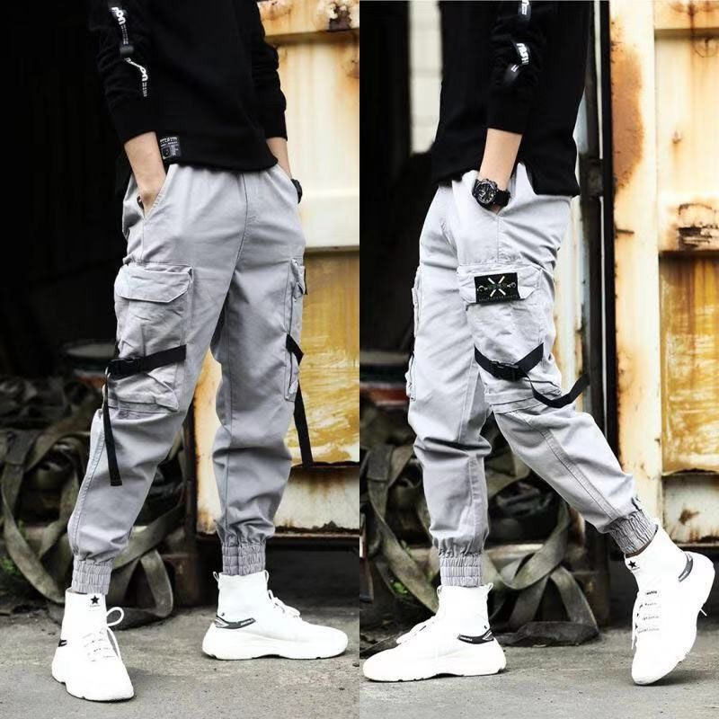 Men Cargo Pants Ribbons Color Block Black cket Man Harem Joggers Harajuku Male Sweatpants  Hop Trousers Plus Size 5XL