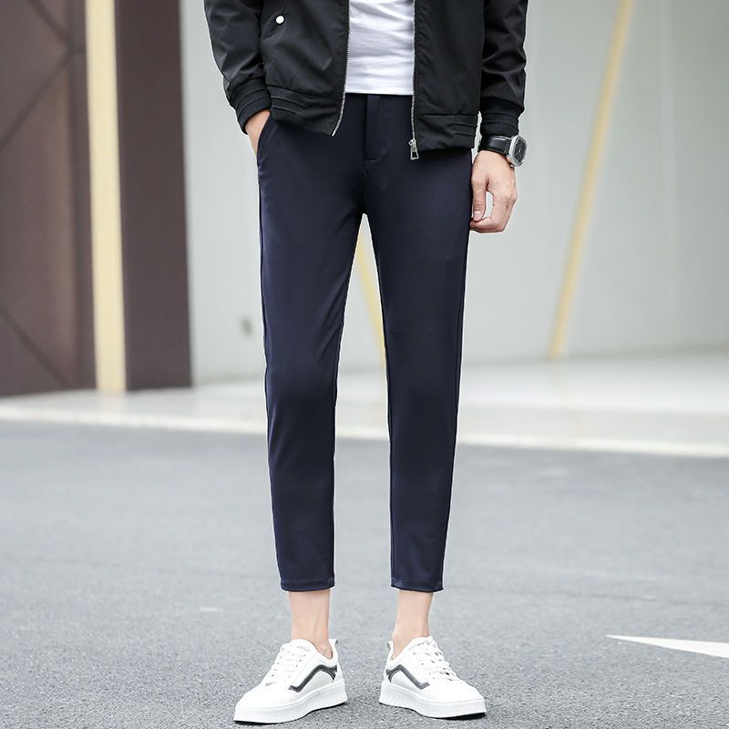 2021 New Spring Autumn Fashion Man Classic Slim Straight Long Suit Trousers Male Solid Color Men Casual Business Pants S34