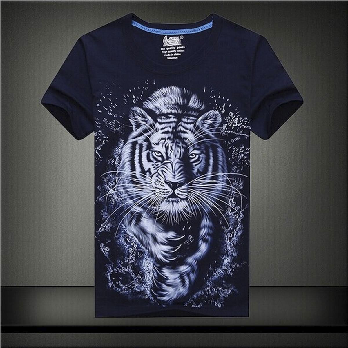 Blue  Cotton Half  Sleeve T-Shirt for Men