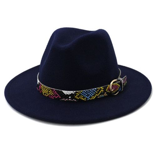 Hats for Men Belt Snake Print Vintage Street Fedora Hats Wide Brim Green Black Fascinator Women Felted Hats SombrDe Mujer