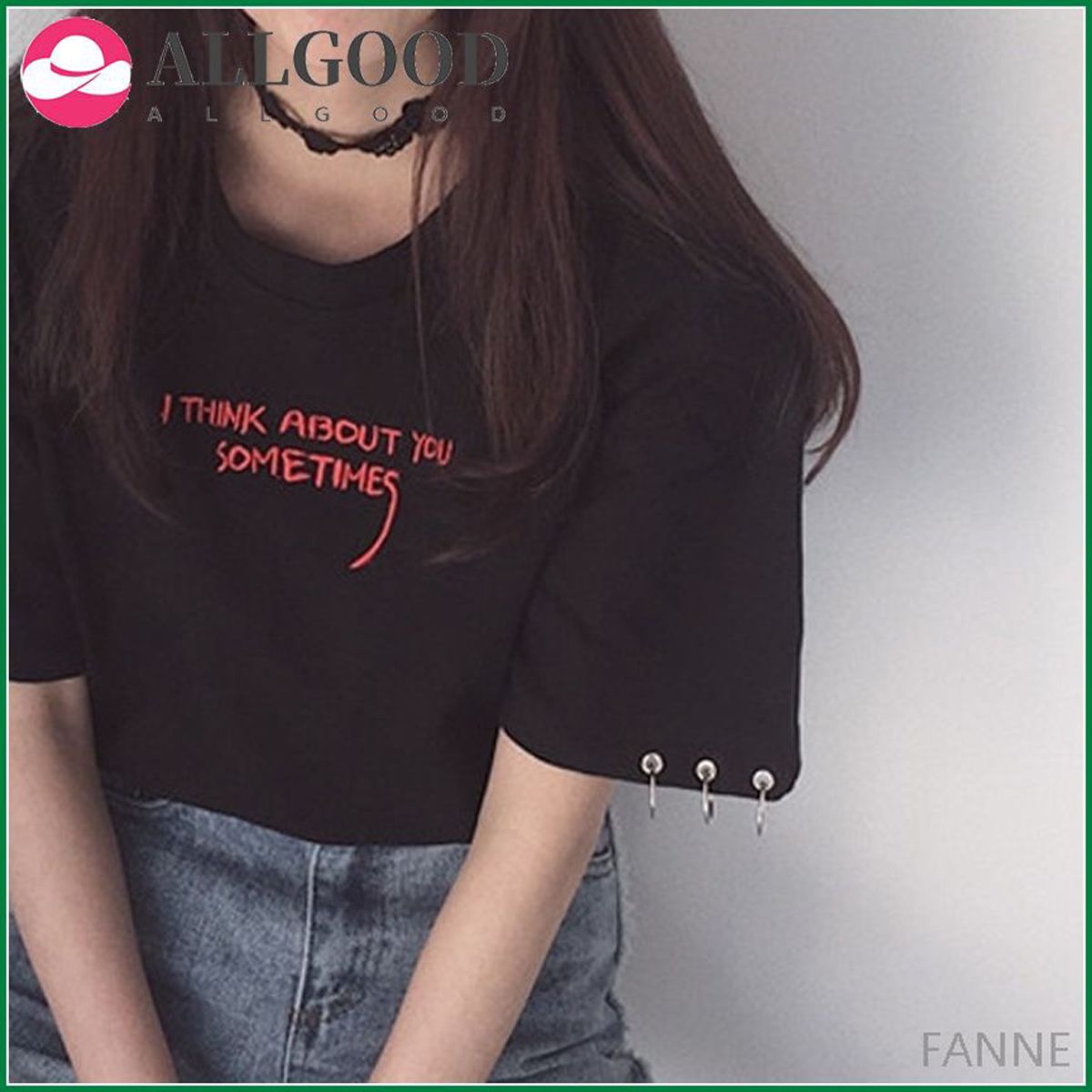 I think about you sometimes harajuku  japanese shirt women fashion slogan white black Hipster casual cotton tees tops goth shirt
