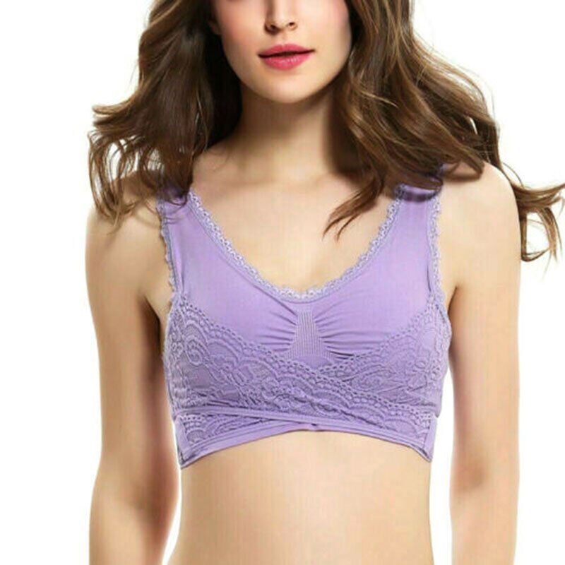 No Steel Ring  Underwear Cross Side Buckle Sports Bra Female Lace Cotton Summer  Black Safety  Full Cup Western Slim