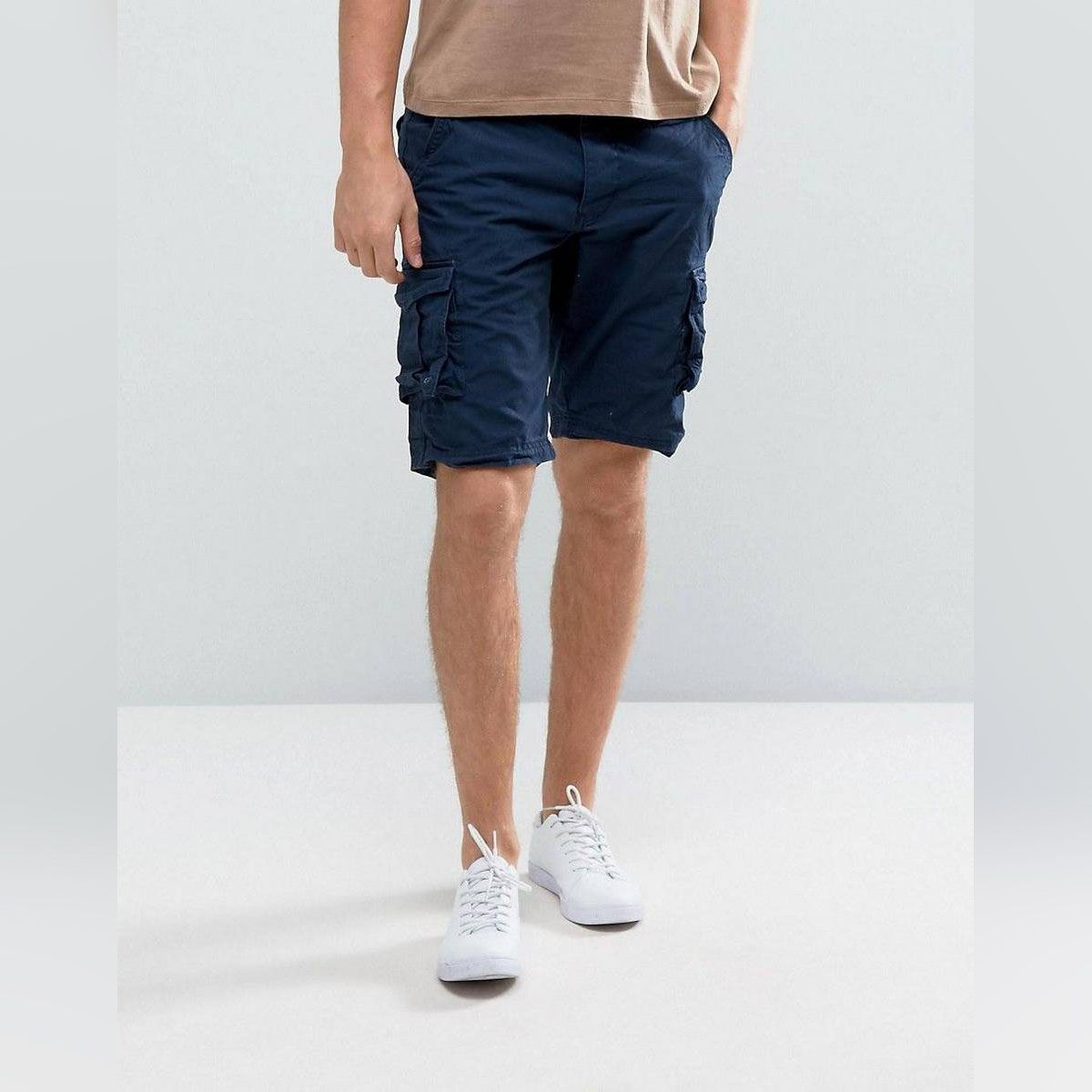 Navy Blue Cargo Short Pant For Men
