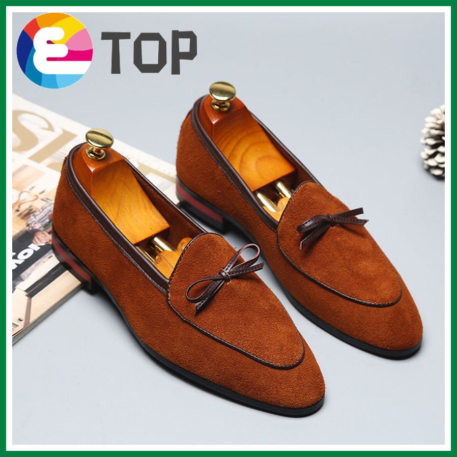 Men's Loafers Shoes Suede Leather Penny Loafer Slip On Brown Black Man Casual Shoe Office Wedding Dress Summer Shoes Size 37-48