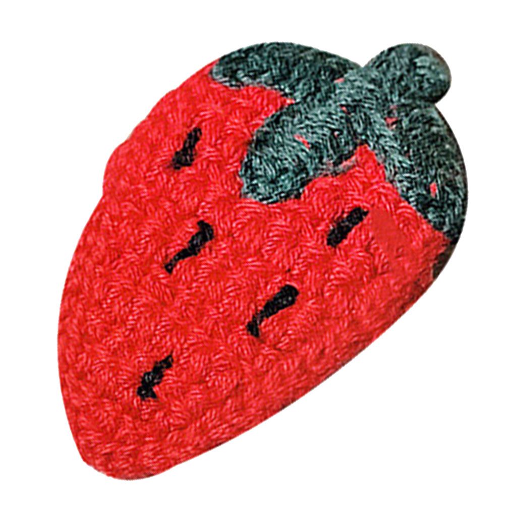 Women Winter Cartoon Fruit Strawberry Watermelon Crochet Hairpin Bangs Hair Clip