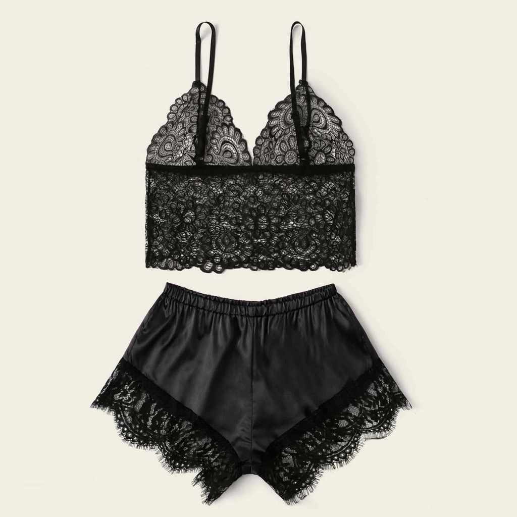 Pajamas For Women Three Pieces Suit Night Gown Loungewear Pajama Pants Set Lingerie Pajamas Lace Homewear Ladies Underwear Women