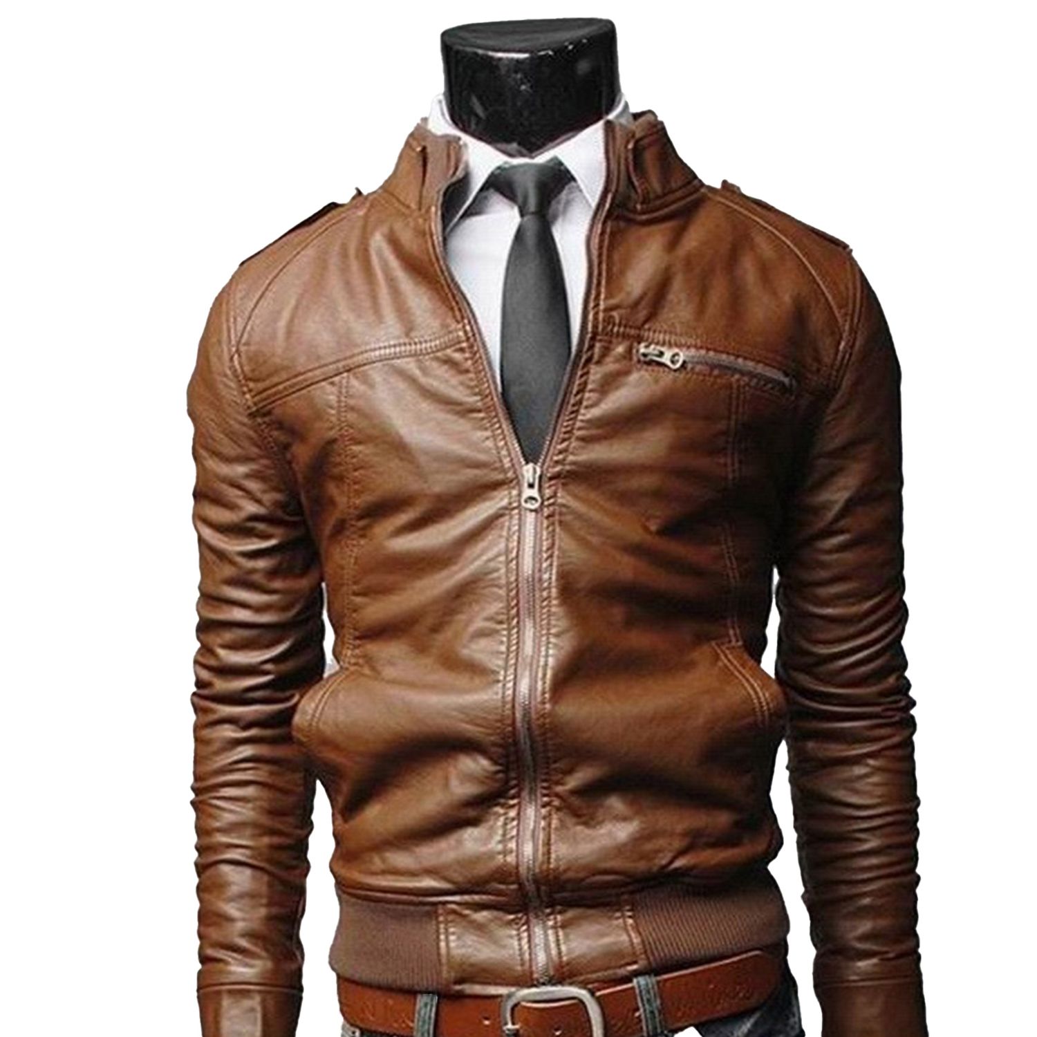 Jacket Coat Buttons Cuff Stand Collar Side Pockets Motorcycle Windbreaker