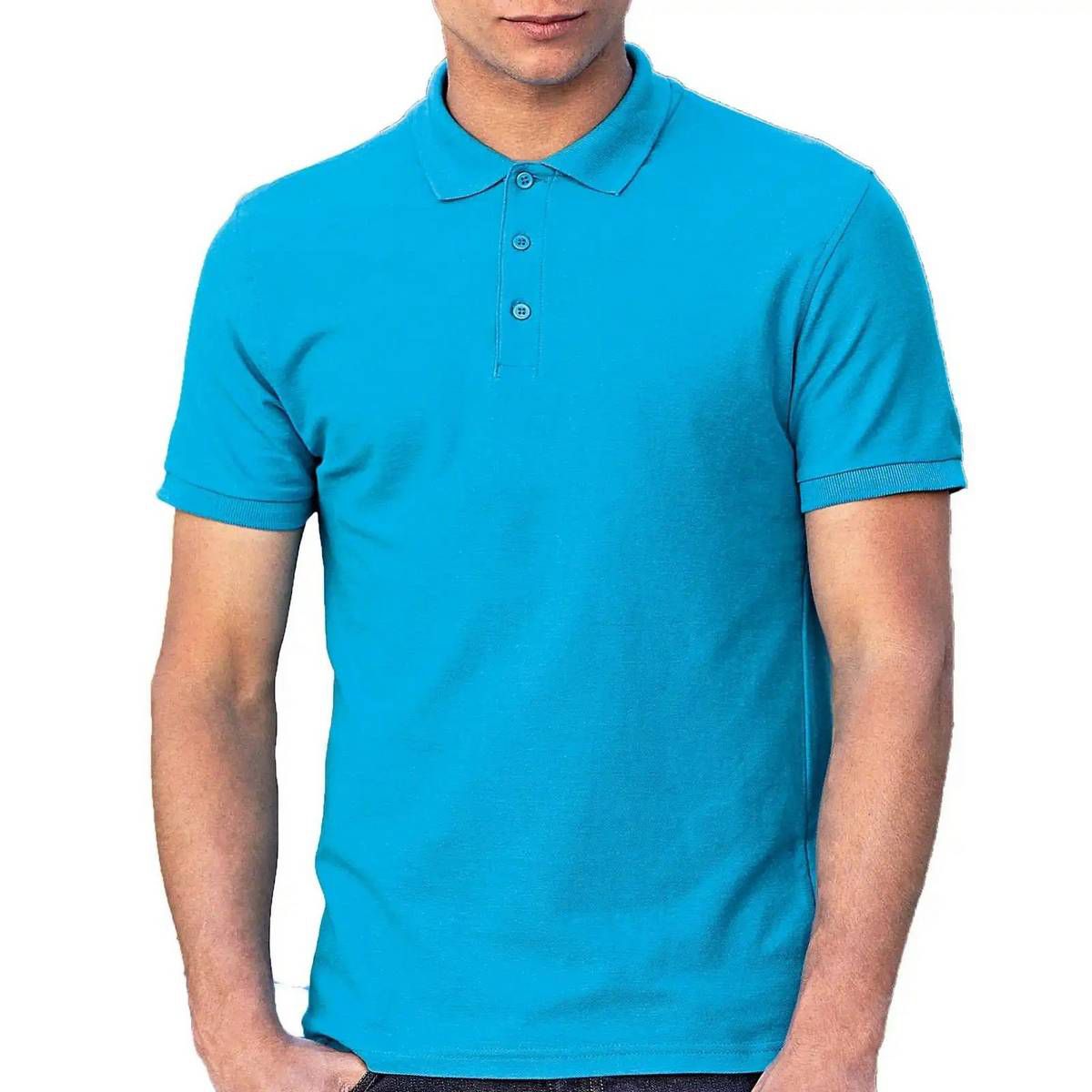 Cyan Short Sleeve Cotton Polo Shirt for Men