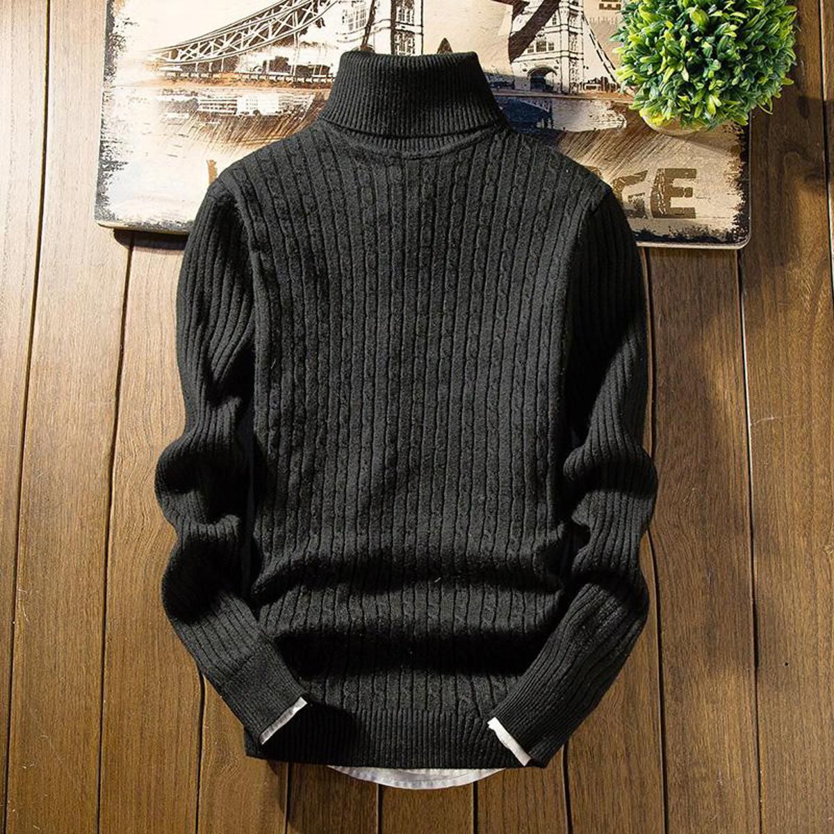 Men Tops Pullovers Sweater for Men High neck Striped Slim Knitting Sweaters Men Knitwear Male Autumn Red Navy