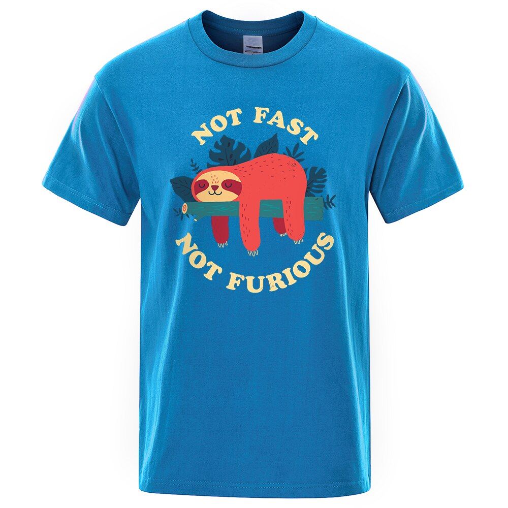 Not Fast Not Furious Cartoons Printing Men Tee Shirts Breathable Brand Tops Street Fashion T-shirt Mens Casual Summer T Shirts