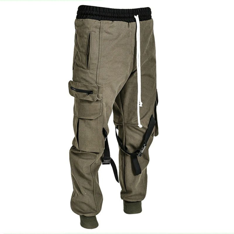 Men Autumn Pants Hop Harem Joggers pant Male Cotton Trousers Solid Multi-pocket Cargo Clothing Skinny Fit Sweatpants New Hot