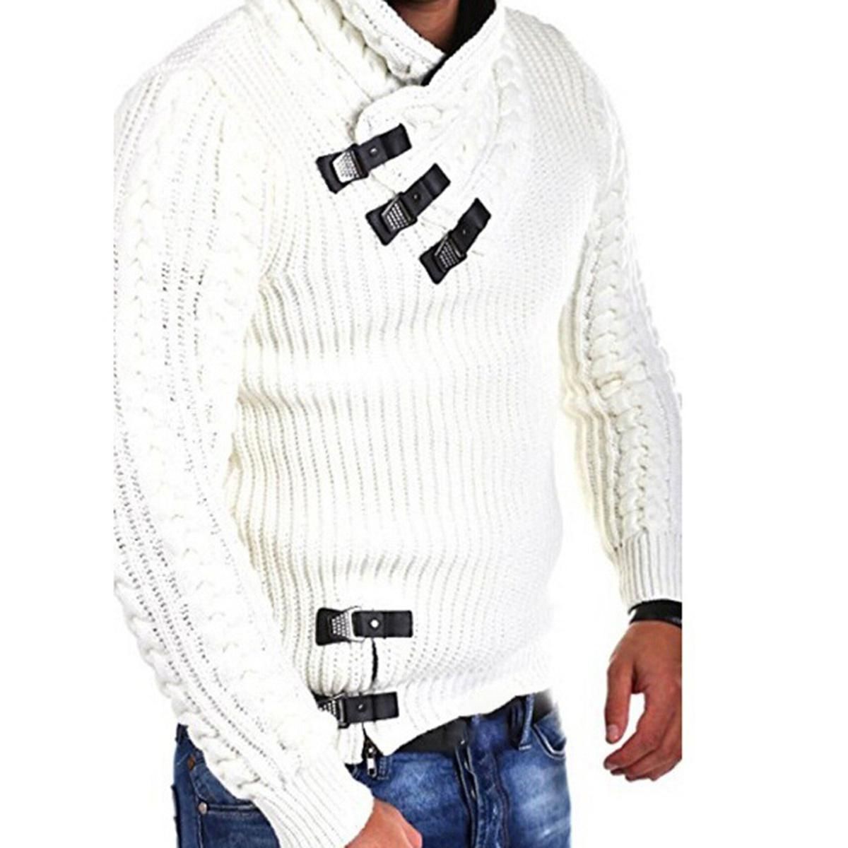 Sweater Pullover Twist Pattern Buttons Pure Color Sweater Jumper