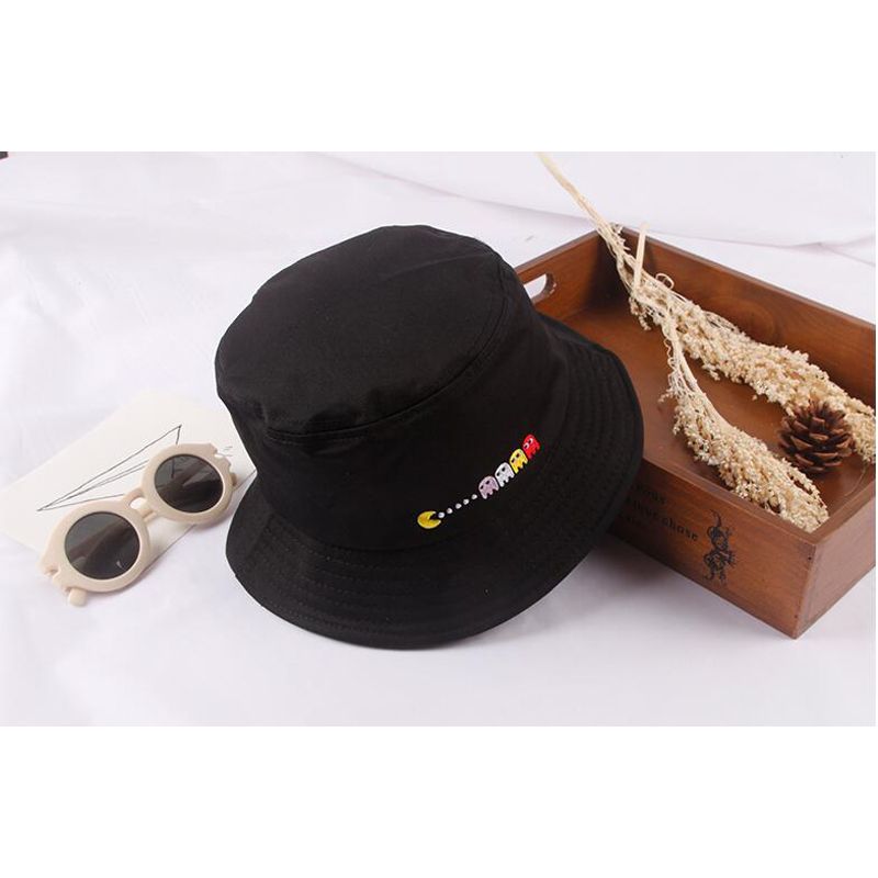 PIXELS Movie Pacman Ghost Bucket Hats Outdoor Embroidered Summer Travel Hat