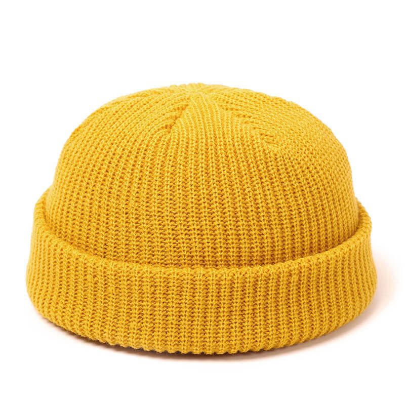 Knitted Beanie Hat Men Skullcap Women Warmer Retro Brimless Baggy Melon Cap Black Cuff Beanies Hats For Men 2020