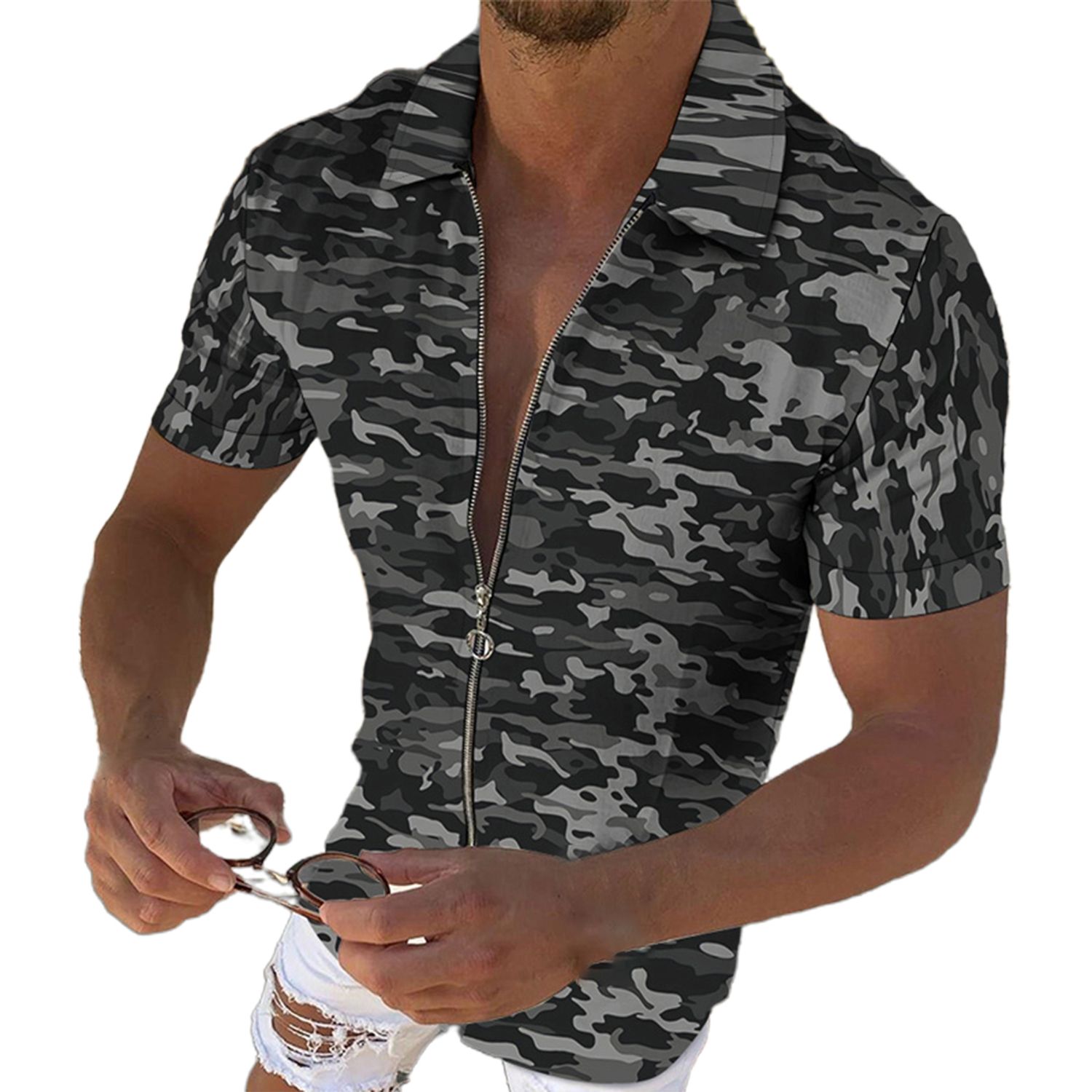 Man Polos Lapel Design Adults Short Sleeve Collar T-Shirt