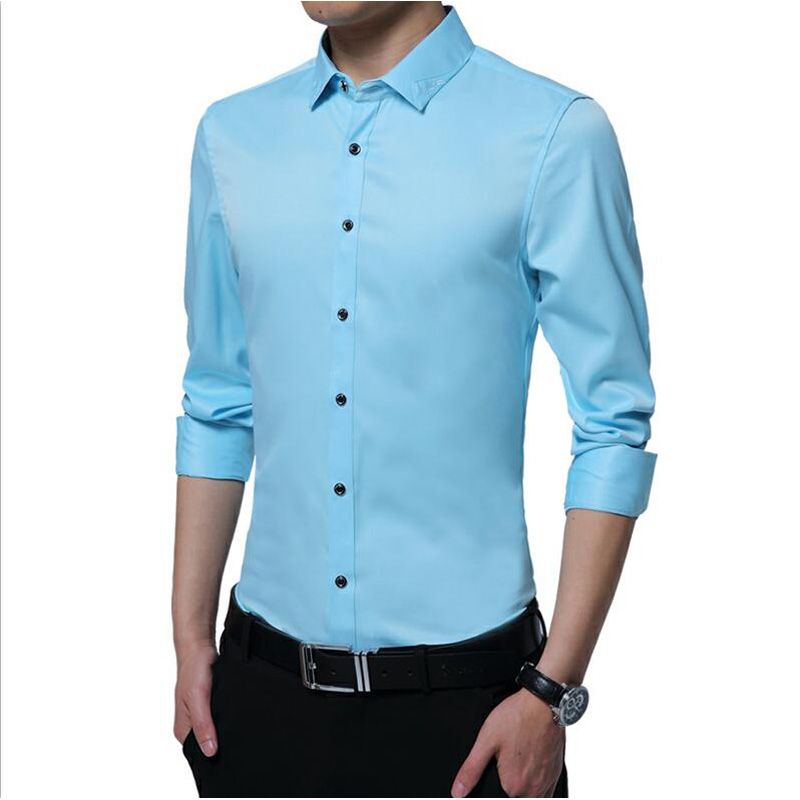 2020 Shirt Men Long Sleeve Autumn New Fashion Designer Good Quality Solid Shirt Slim Fit Business Shirts Formal M-5XL