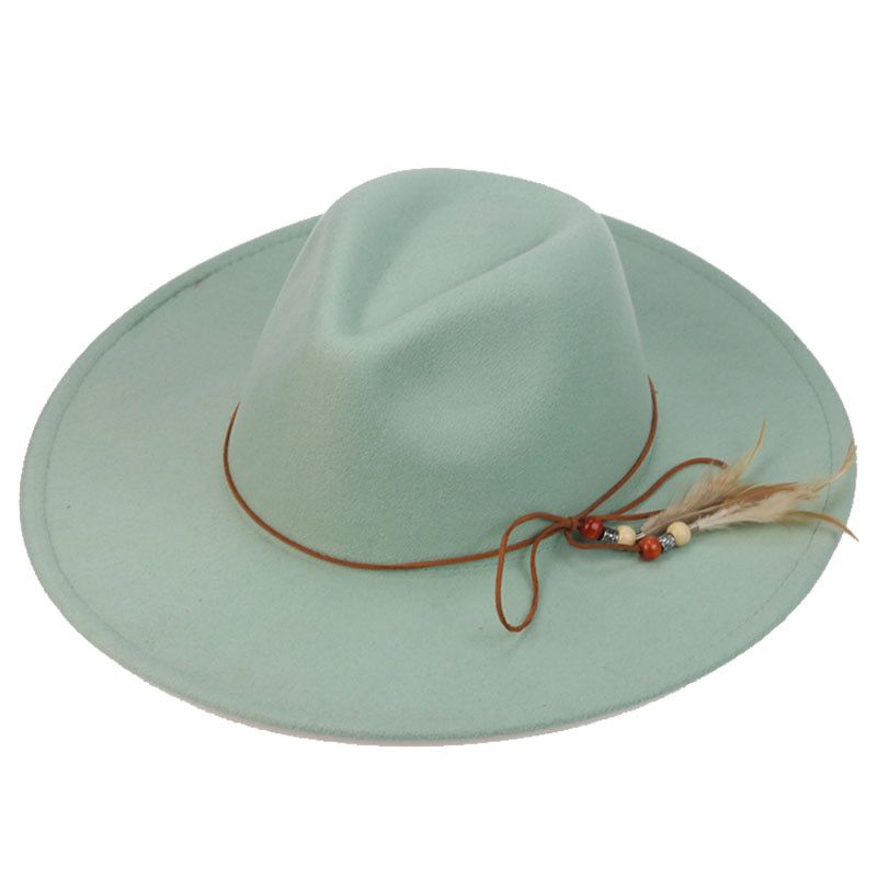 Fedora Hats Big Brim 9.5m Band Belt Rope Feather Women Hat Luxury Panama Formal Outdoor Winter Hats for Women SombrDe Mujer