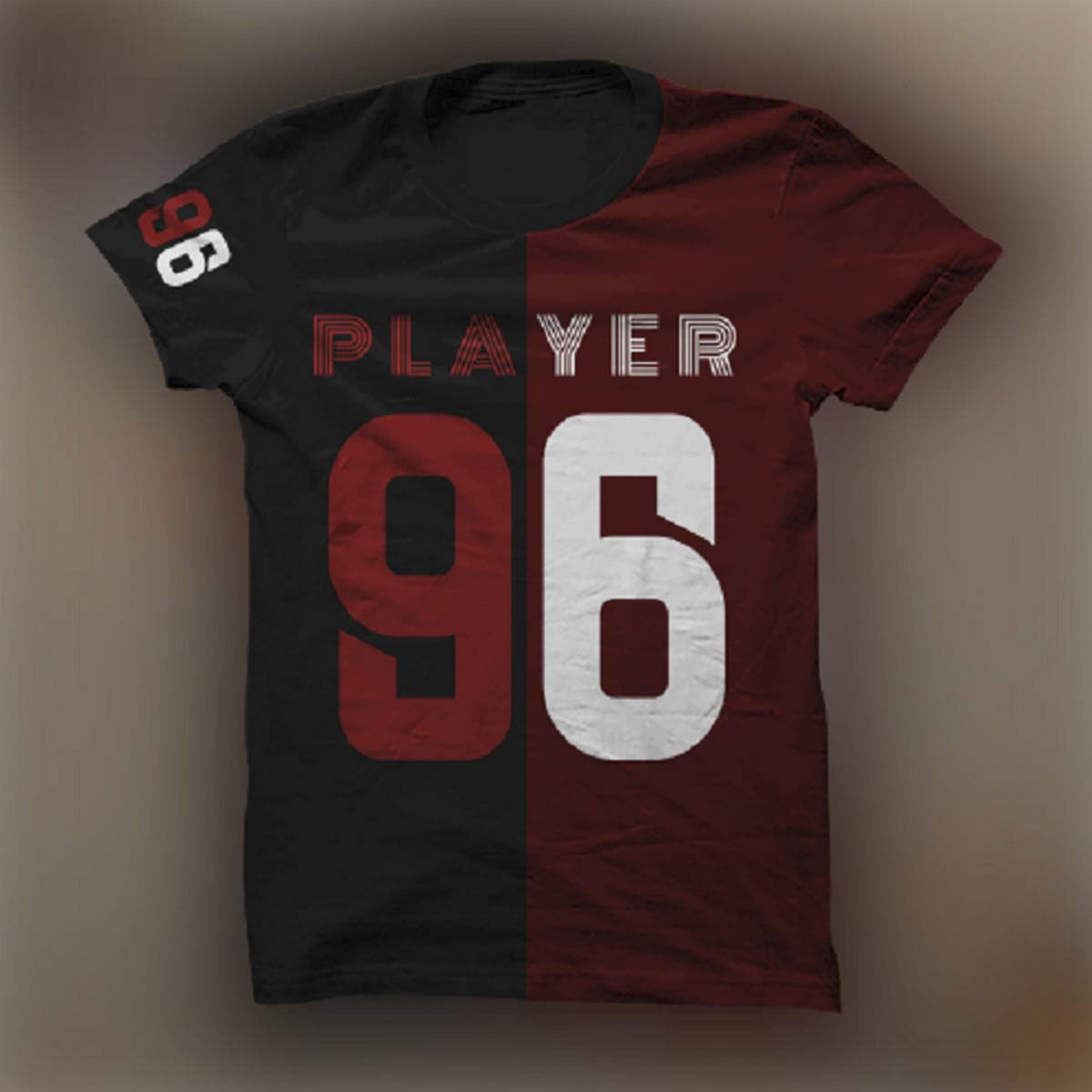 Black&Maroon Cotton Short Sleeve T-Shirt For Men
