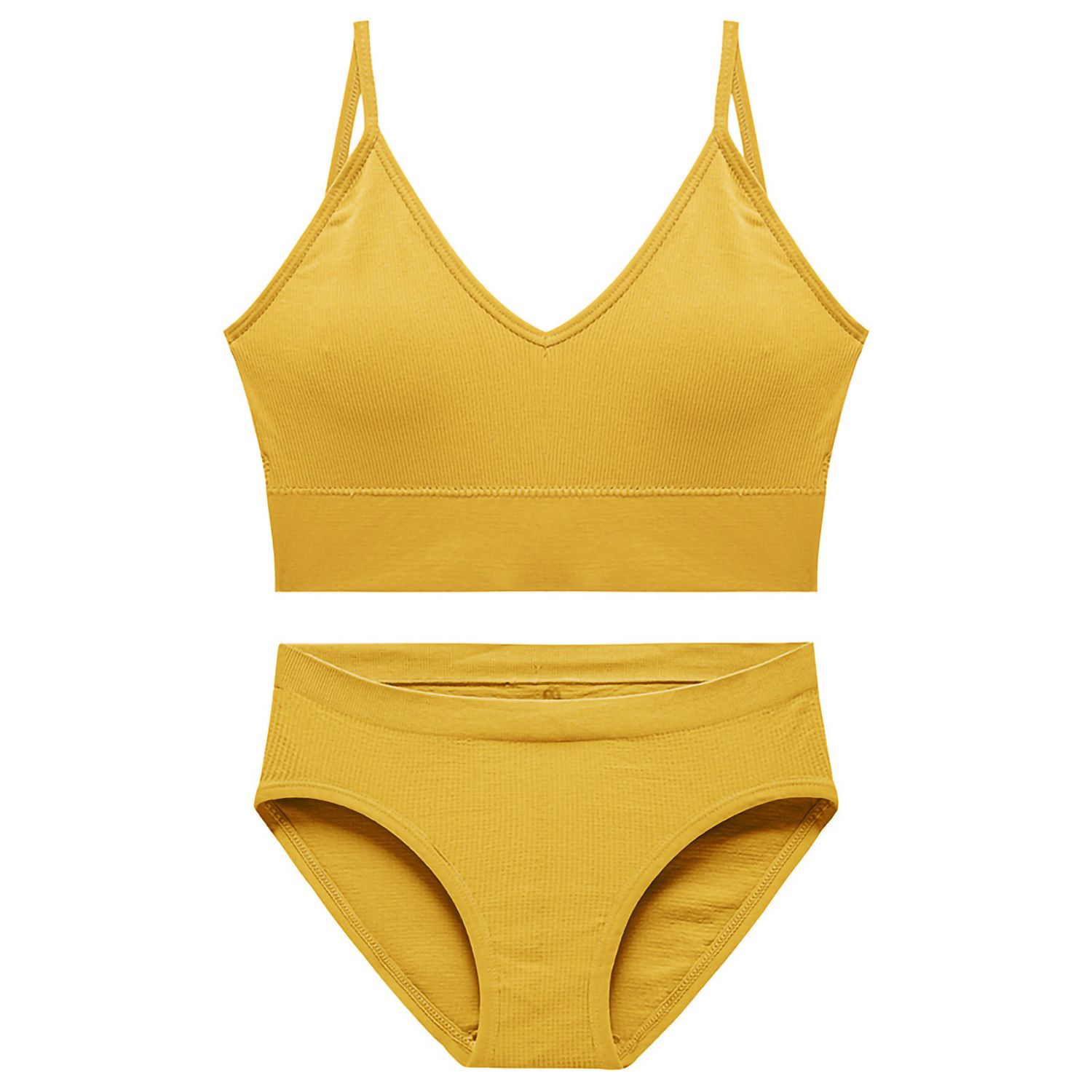 Bra Panties Solid Color Outside Wearable Padded Underwear Set