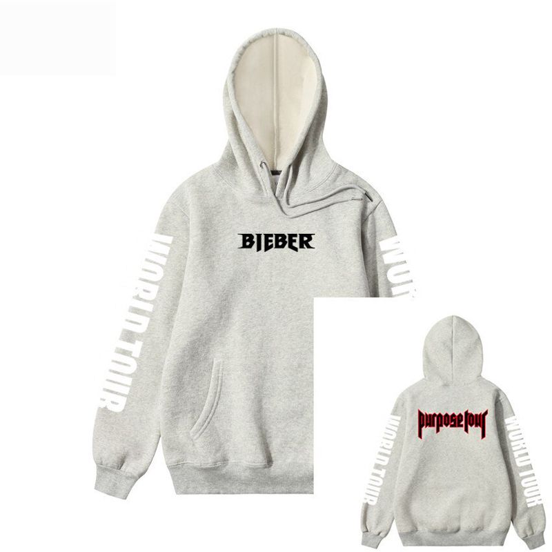 100% cotton Hoodies Justin Bieber Purse Tour Print Hoodie Men  hop Streetwear Fleece Pullover Men Women Fashion Sweatshirt