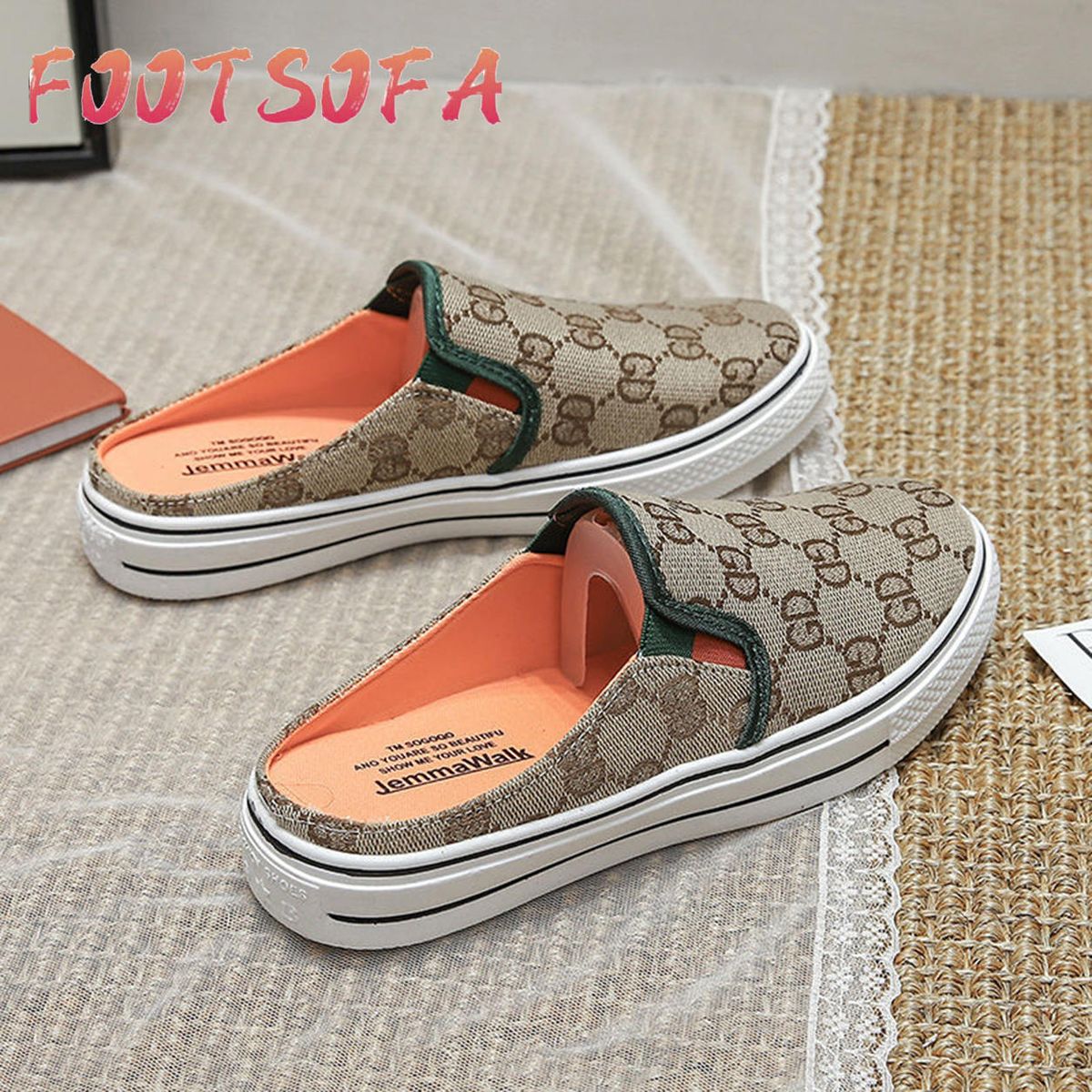 Korea Style Open Heels Slipper Girls Slip Sandal Flat Shoes Women Canvas Shoes Sneakers for Women Teenagers Fashion Slippers  031801