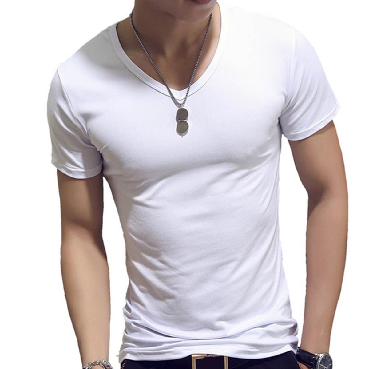 Solid Color Cotton Tshirt for Men