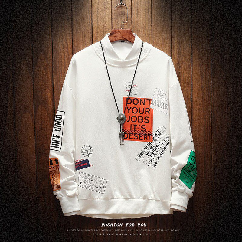 Spring Men's Casual Sweatshirts Men's Clothing Round Neck Fashion -Hop Shirts Fitted Men's Streetwear Men