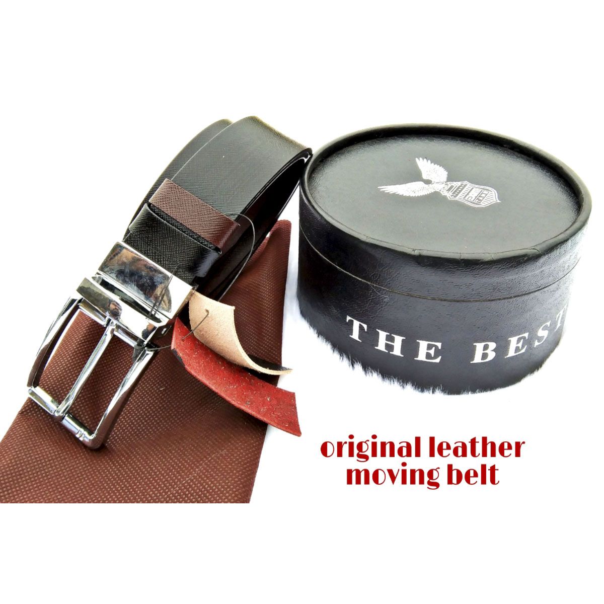 Both Side Moving Black and Chocolate Leather Formal  Belt for Men