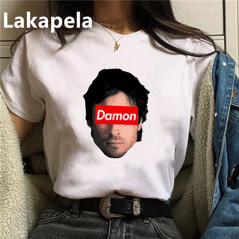 New The Vampire Diaries Tshirt Summer Tee Shirt Femme Girl Ulzzang Casual T Shirt Harajuku 90s Cool T-shirt Streetwear Drop ship