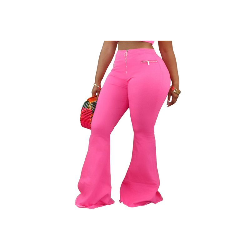 Vintage Zipper Fly Women Wide Leg Flare Pants Leggings High Waist Trousers Draped Bellbottom Jogger Pants Sweatpants