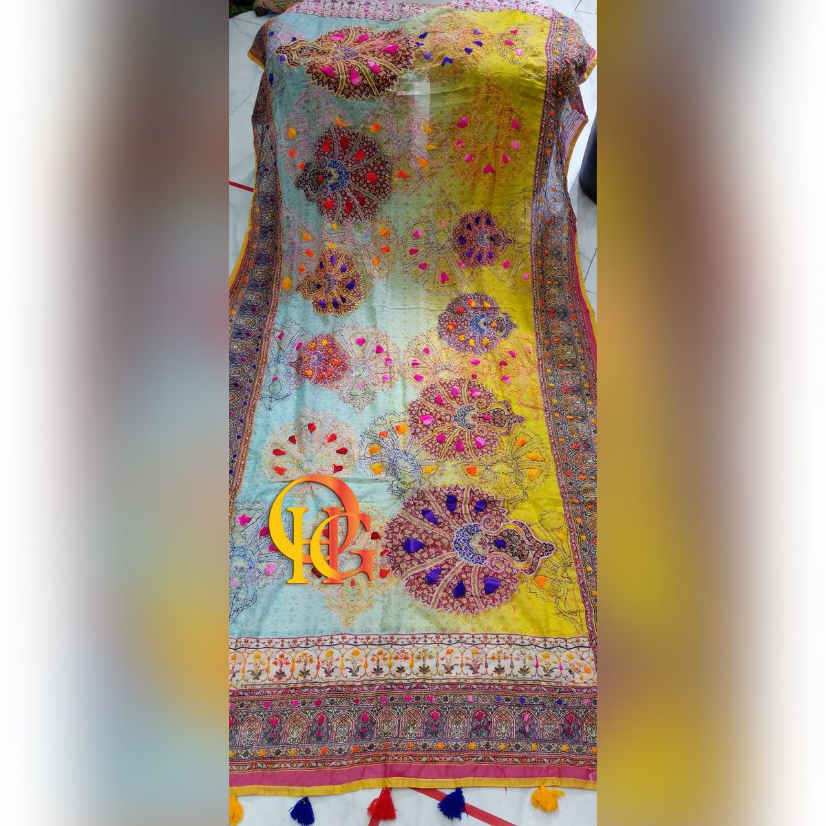Indian Premium Swiss Cotton Fulkari Dupatta (OHG)