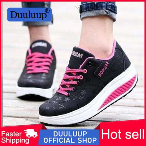 New Women's Casual Rubber Shoes Fashion Lightweight Platform Shoes for Women Letter Print Lace-up Sport Shoes Size 35-42