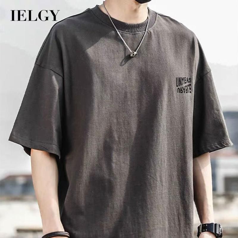 IELGY cotton summer new style Japanese short-sleeved t-shirt male retro trend printing round neck half-sleeved student