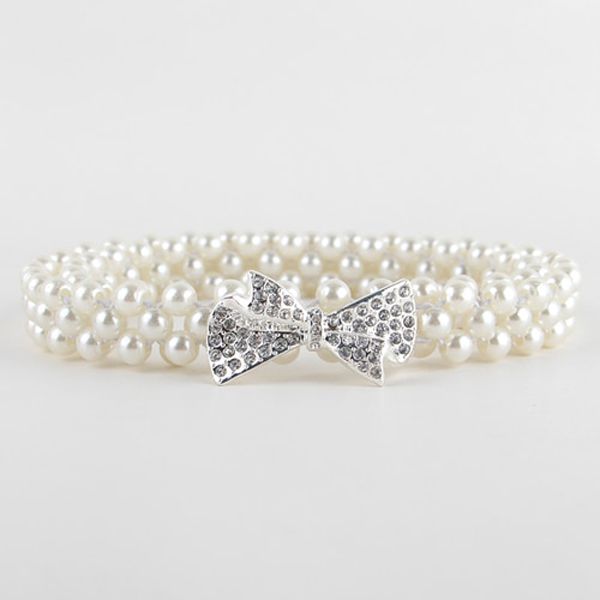 Elegant Women Pearl Crystal Belt Waist Flower Elastic Buckle Chain Cummerbunds Female Girls Dress Crystal Strap Waistband Gift
