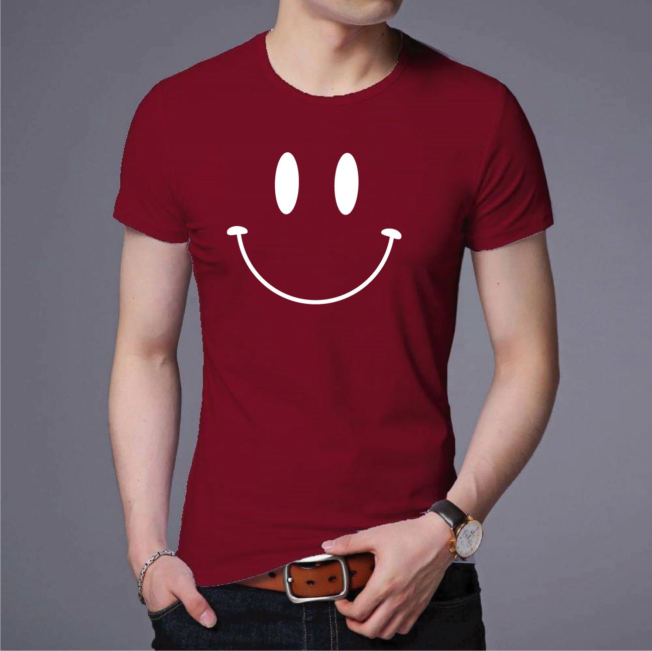 daraz e new smile dizain t shirt Export 100%Cotton High Quality half Sleeve t-shirt for men