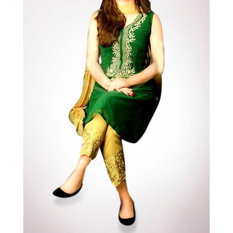 Unstitched Green Georgette Salwar kameez For Women