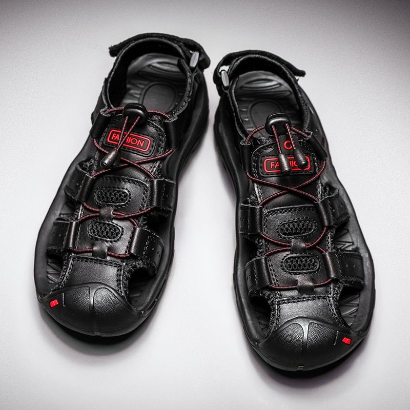 Summer men's sandal outdoor travel work fashion breathable leather plus-size sandal plus-size 38-47