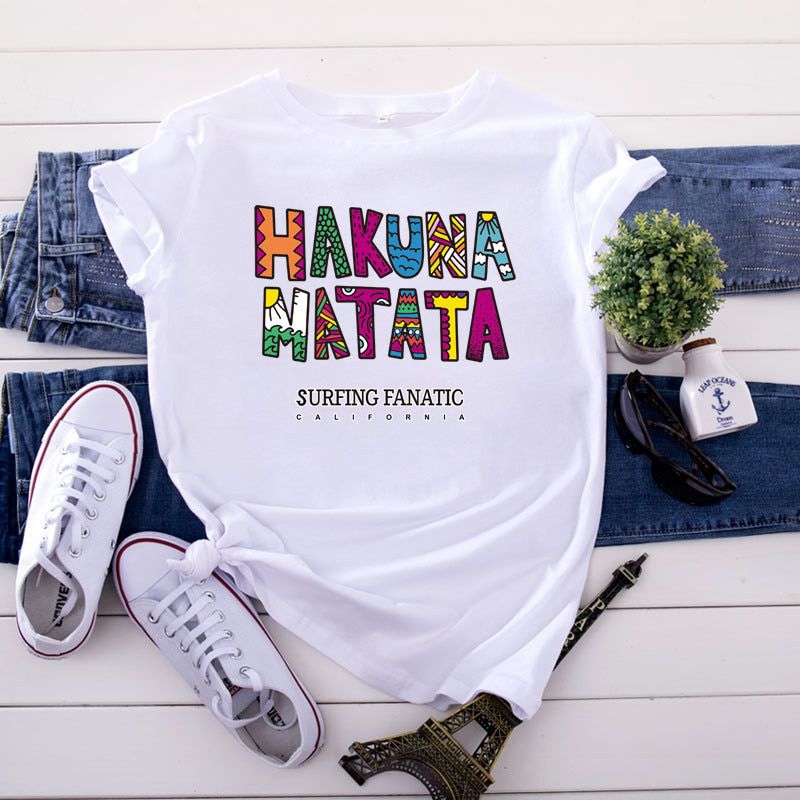 Plus Size Woman Tshirts 100%Cotton Letters Print T-Shirt Oversize O Neck Short Sleeve Graphic Tees Women T-shirts Camisas Mujer