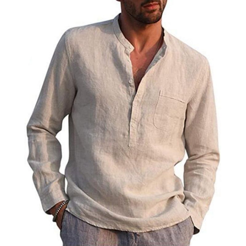 2021 New Men's Casual Blouse Cotton Linen Shirt Loose Tops Short Sleeve Tee Shirt Spring Autumn Summer Casual Handsome Men Shirt