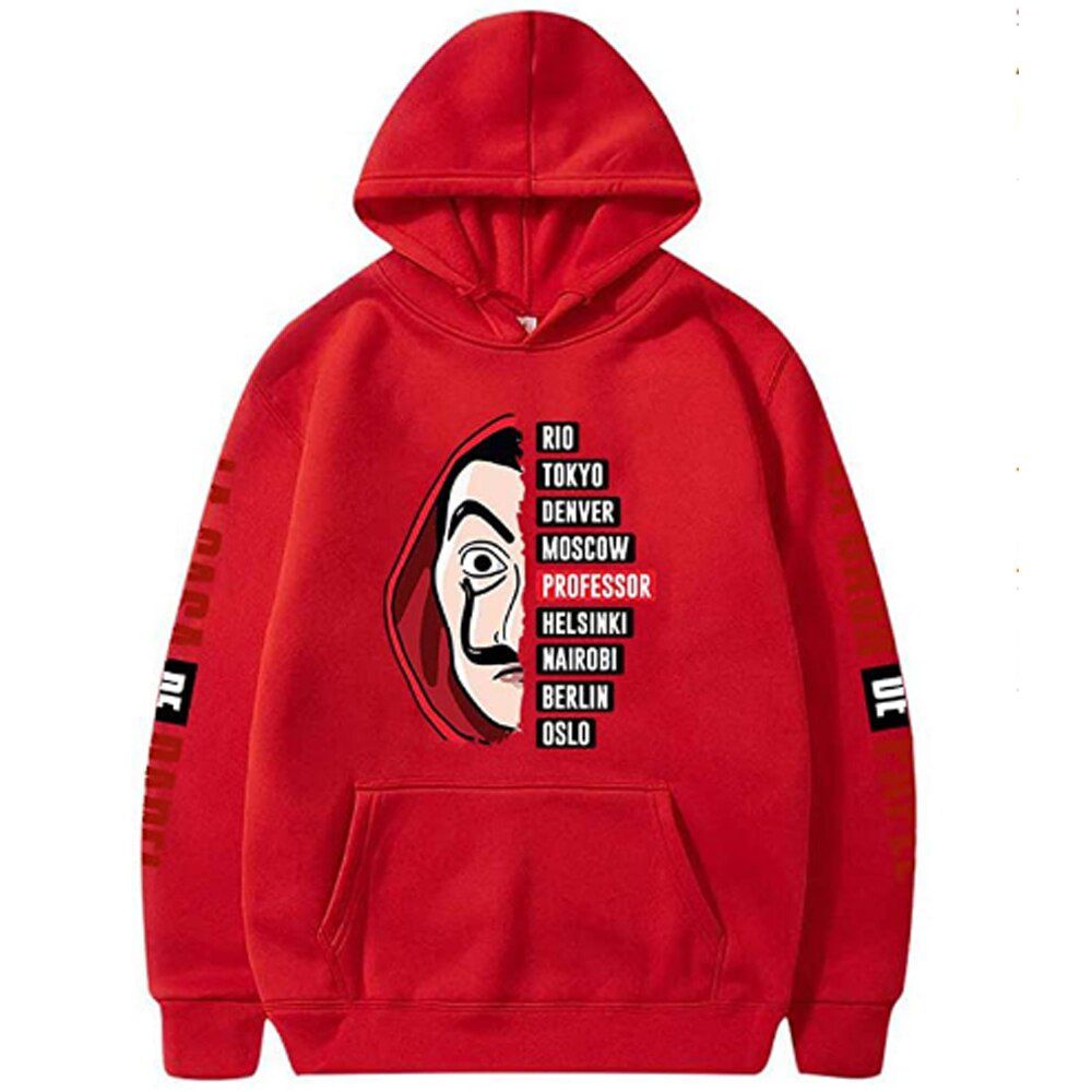 La Casa De Papel Men Women Unisex Hoodies Sweatshirts TV Show Money Heist Novelty Paper House Hoodie