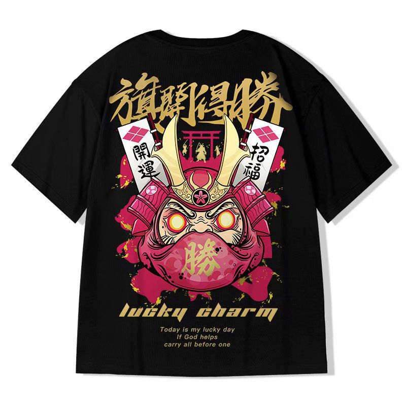Men's T-Shirts 2020 Chinese Style Lucky Printed Short Sleeve Tshirts Summer Hop Casual Cotton Tops Tees Streetwear