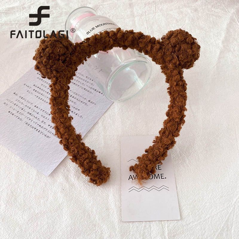 Korean Style Lamb Hair Hoop Women Cute Ear Headband Wash Face Scrunchines Autumn Winter Fashion Velvet Hairband Headwear