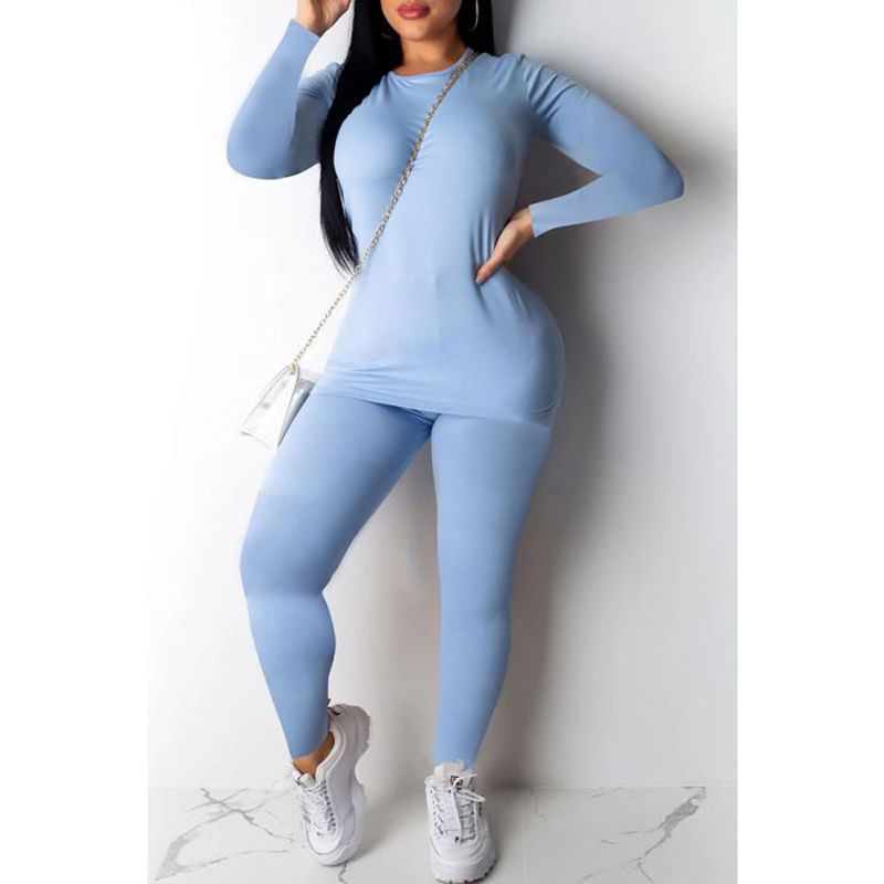Women's Long-Sleeved Top, Autumn Trousers Suit, Round Collar Elastic Nightclothes Letter Printed Casual Outerwear