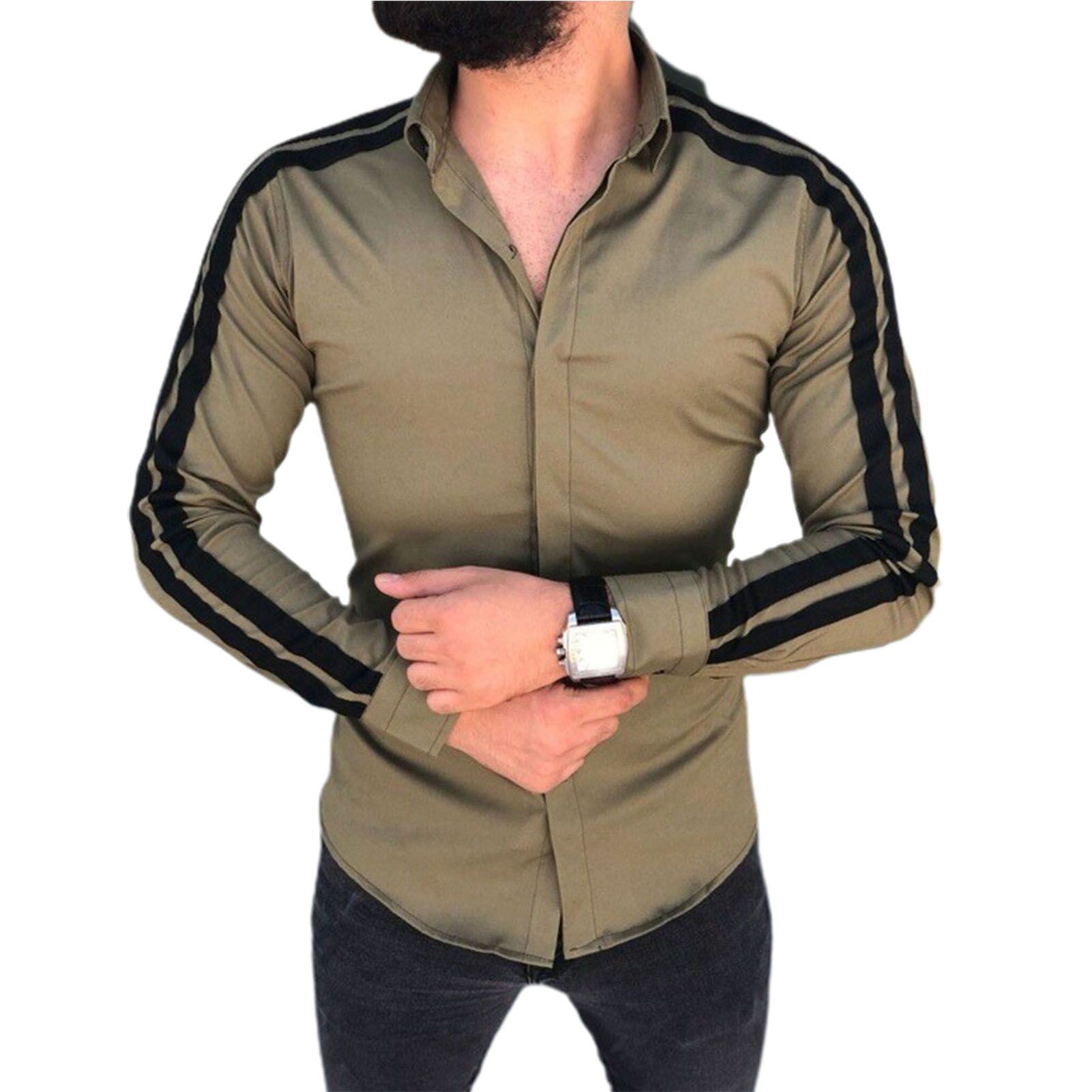 Men Shirt Exquiste Craftsmanship Patchwork Slim Office Shirt
