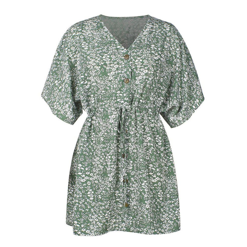 Dress Women's Floral Print on Waist  Mini Comfortable Dress